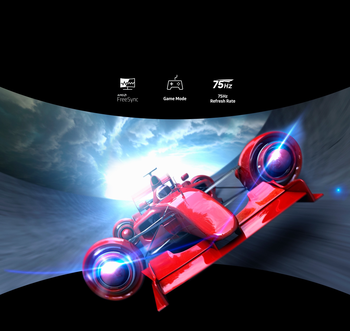 La imagen muestra un videojuego de un automóvil de carrera que sale de la pantalla