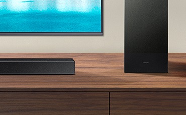 Soundbar, subwoofer, and TV