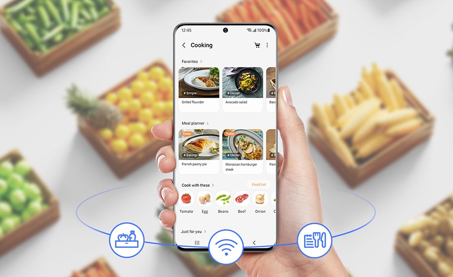 Podés ver tus recetas y planes de alimentación favoritos en SmartThings Cooking.