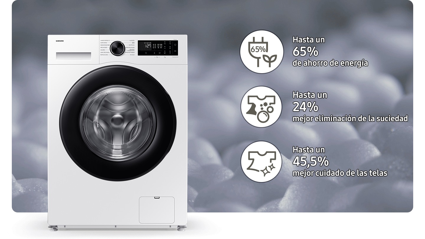 Bubbles are formed through the bubble holes within the washing machine’s drum. There are three type of textile. The optimized the bubble generation for each load* is formed in different amounts depending on the type of textile. AI Ecobubble™ helps up to 70% energy saving**, up to 24% better soil removal** and up to 45.5% better fabric care***.