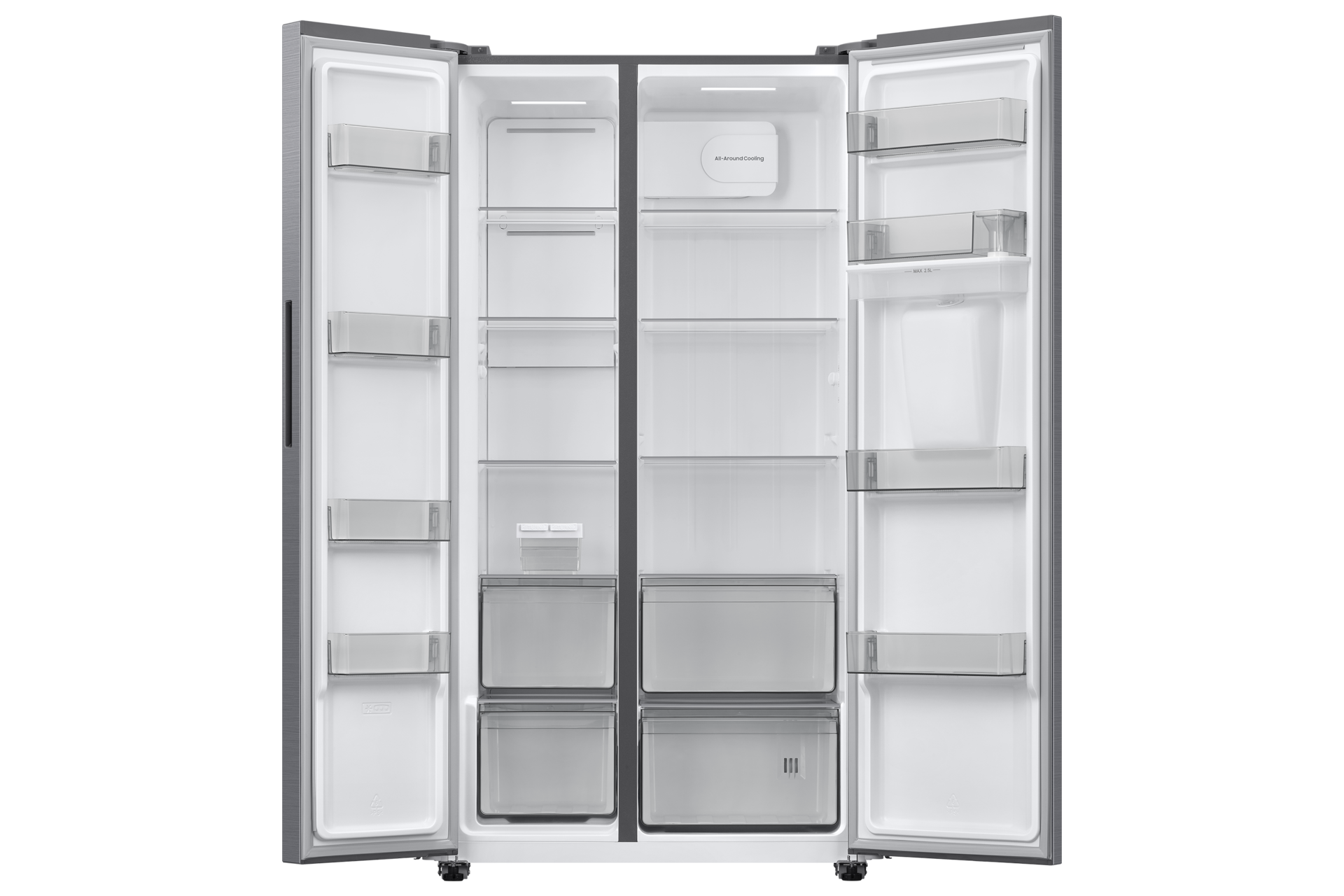 SBS Refrigerator RS40HM36 Dispenser Water Disp 526L Front-Open-without-food Silver 