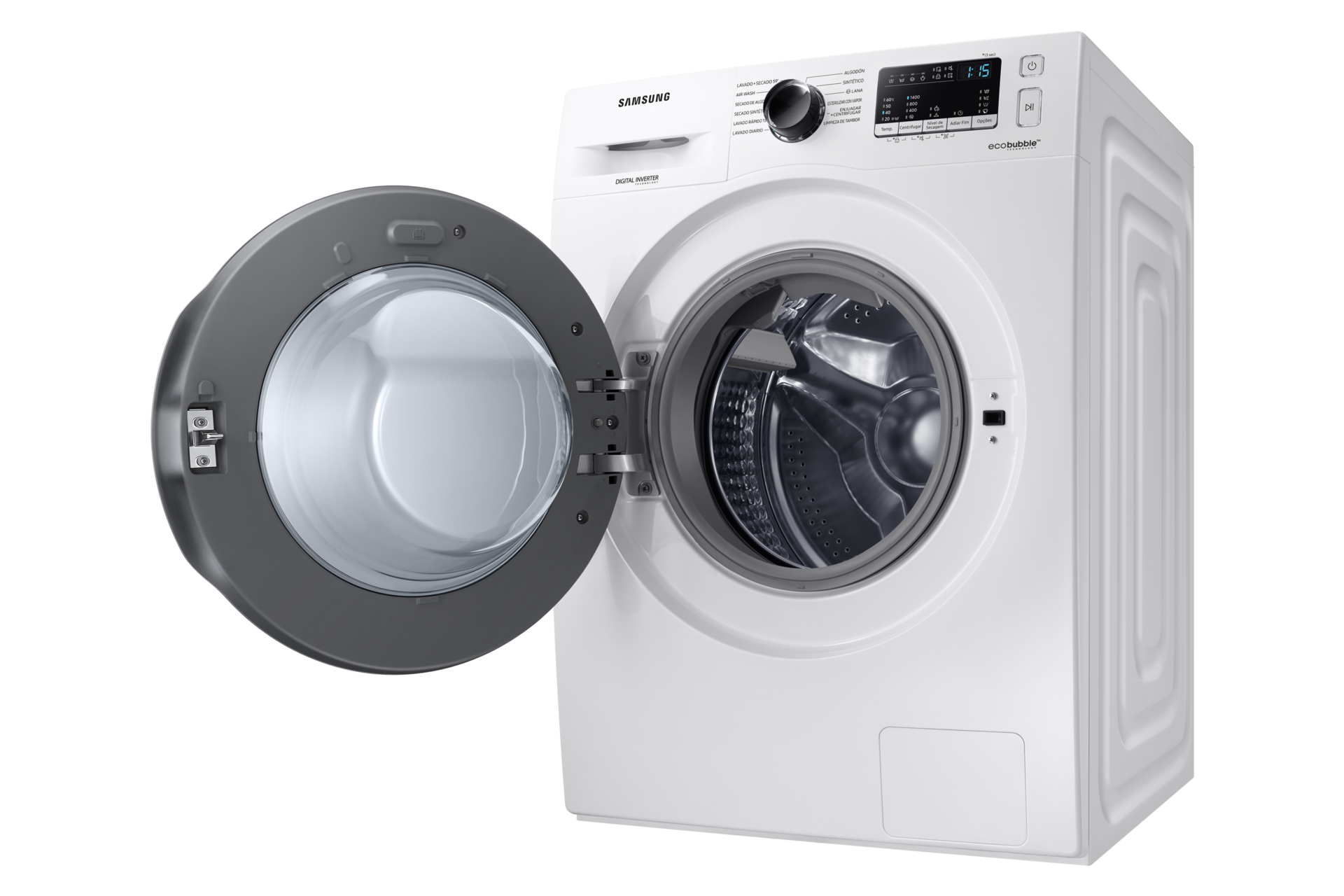 WD4000T (WD80T4046CW/EF) Combo with Air Wash, Drum Clean, Bubble Soak Dynamic-Door-Open White 