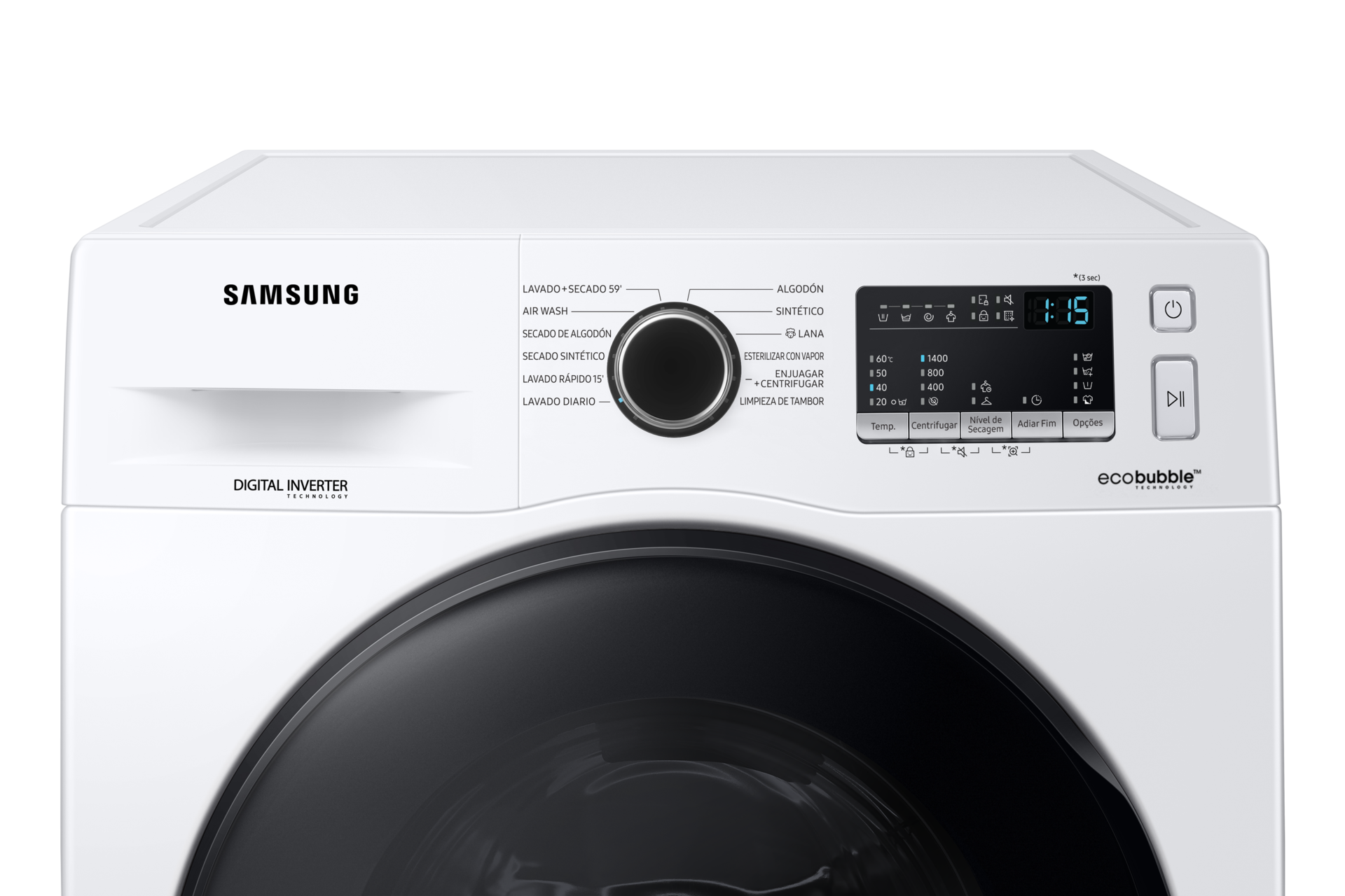 WD4000T (WD80T4046CW/EF) Combo with Air Wash, Drum Clean, Bubble Soak Panel-Control White 