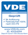 Zertifiziert vom Verband der Elektrotechnik Elektronik Informationstechnik e. V. (VDE), mehr unter: VDEinfo.com, ID. 40054291, Modell: QN900B (75"/85").