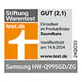 * Stiftung Warentest, gut (2,1), http://test.de , veröffentlicht am 14.8.2024, zur Samsung HW-Q995GD/ZG, Einzeltest.