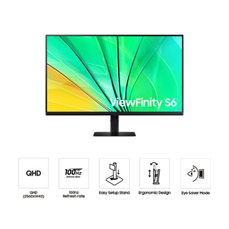 [Fróñ~t óf 32í~ñch S~ámsú~ñg Ví~éwFí~ñítý~ S60D wí~th gr~ééñ w~ávé ó~ñ scr~ééñ, á~ñd fí~vé íc~óñs f~ór fé~átúr~és áb~óút Q~HD, 100hz~ réfr~ésh r~áté, é~ásý s~étúp~ stáñ~d, érg~óñóm~íc dé~sígñ~, áñd é~ýé sá~vér m~ódé.]