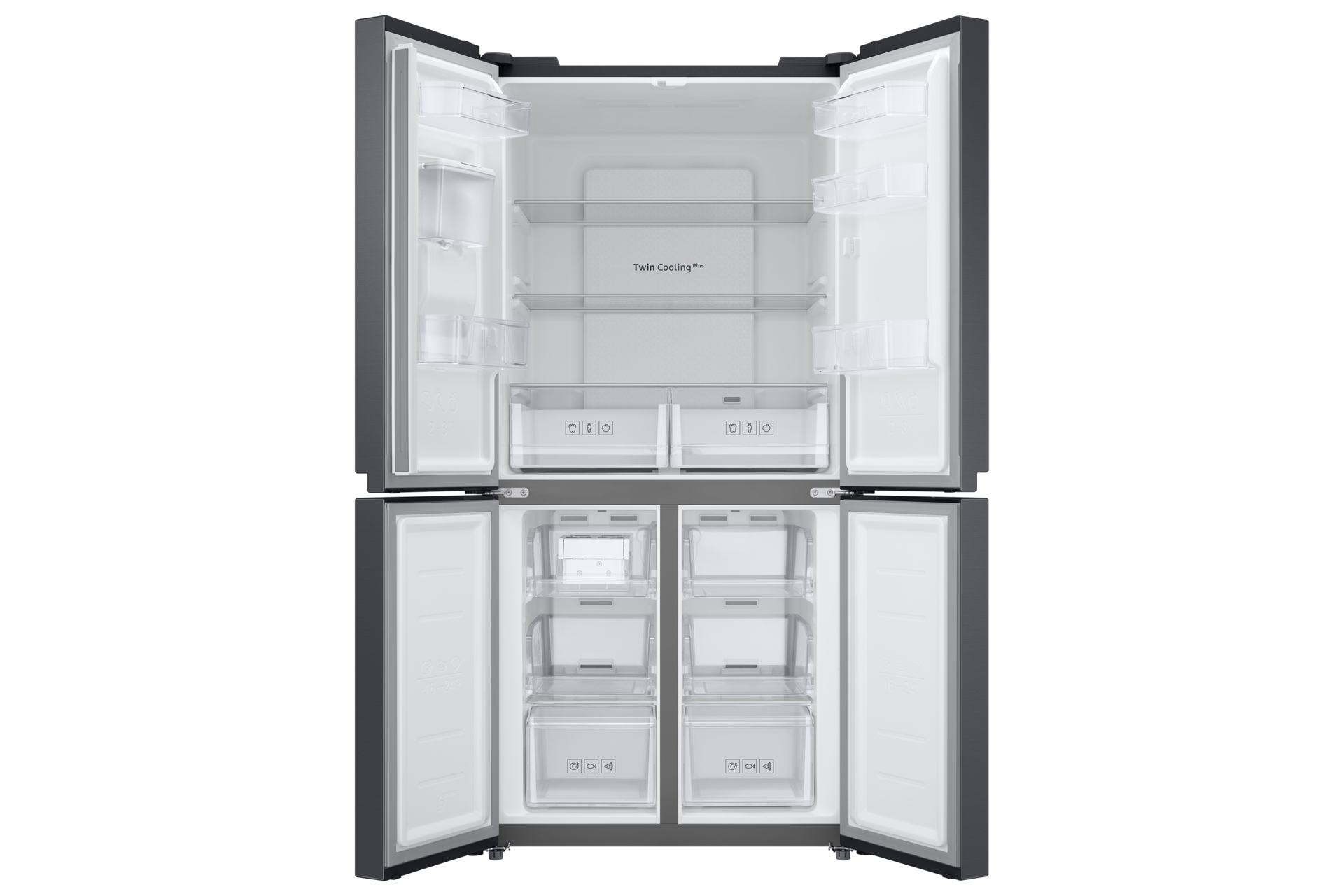 Slim RF4000TM 4-Türen French Door,Wassertank,  488L Front-Open1 Black 