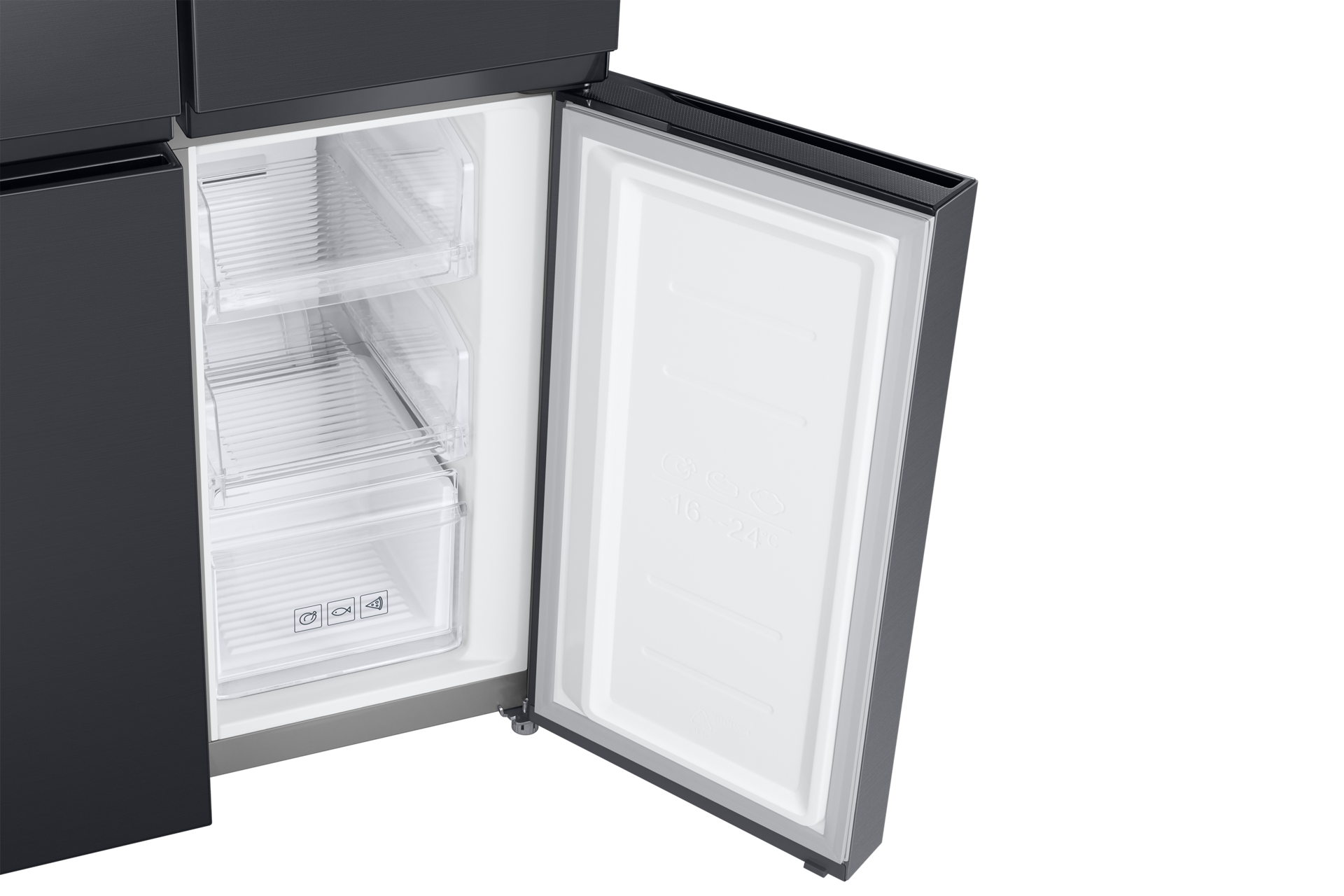 Slim RF4000TM 4-Türen French Door,Wassertank,  488L Detail-Freezer-Door-R Black 