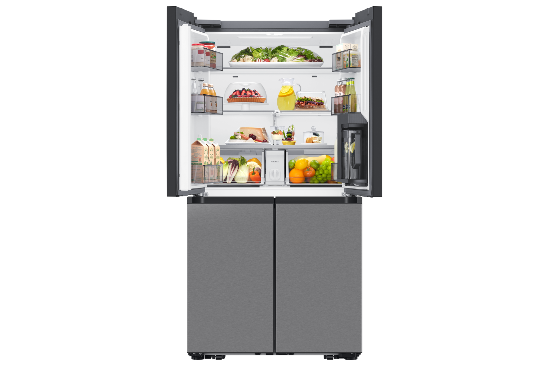 Kitchen Fit 4-Türen French Door, Festwasseranschluss, 648L Front-Open-Food2 Stainless Steel 