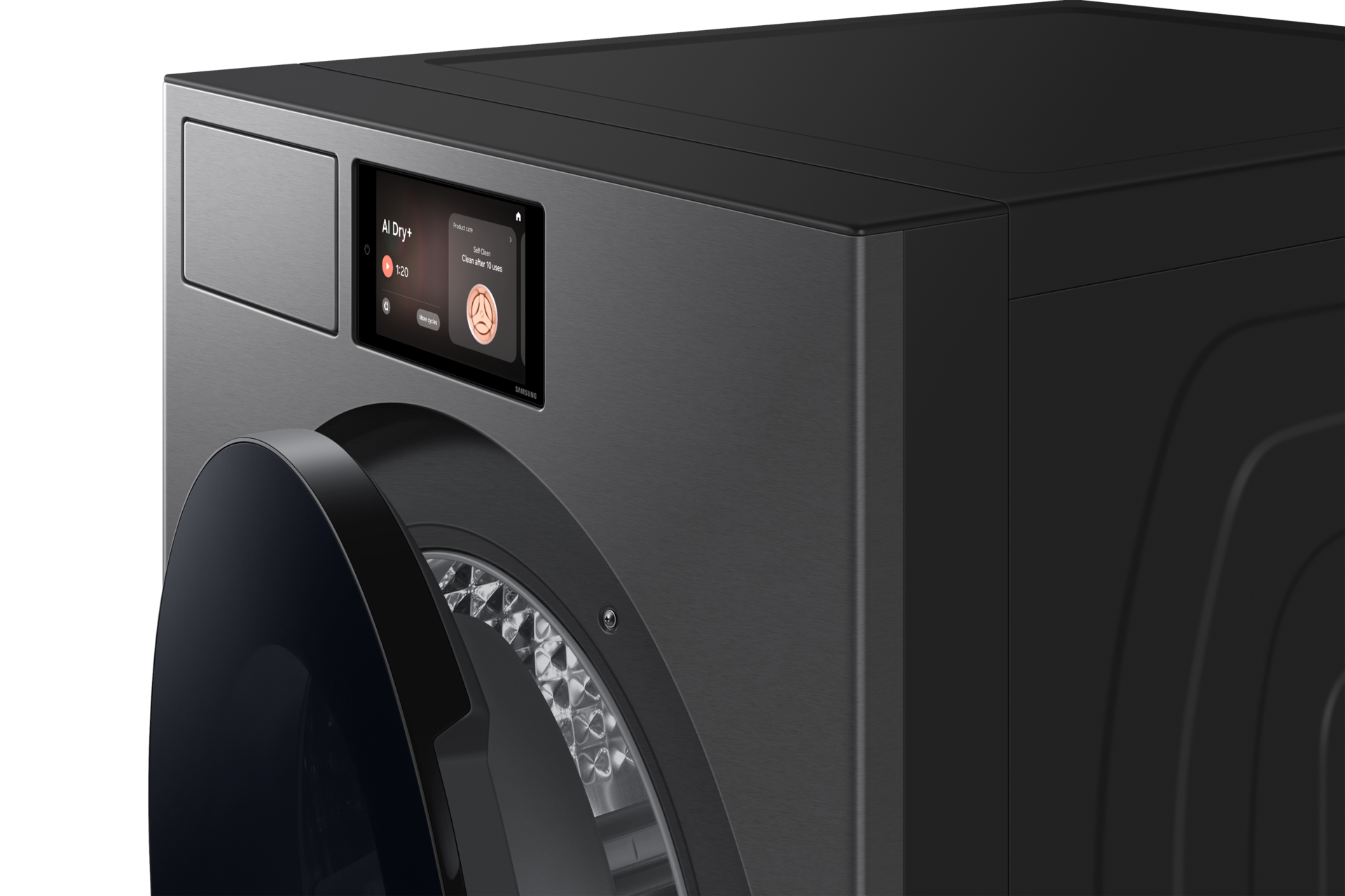 Bespoke AI Laundry Dryer with Hybrid Heat Pump 2025 R-Perspective-Detail2 Gray 