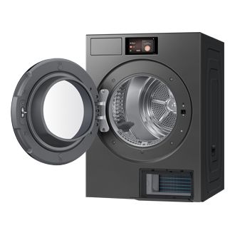 Bespoke AI Laundry Dryer with Hybrid Heat Pump 2025 R-Perspective-Open Gray 