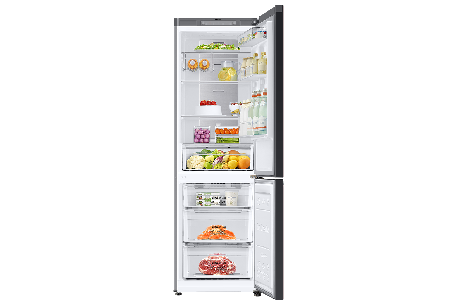 front-open-with-food Satin Sky Blue Glass