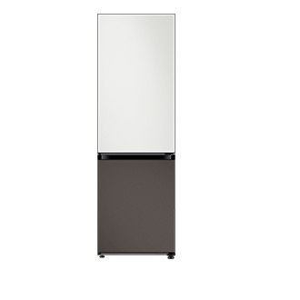 Bespoke Bottom Mount Refrigerator front Cotta White Metal top and Cotta Charcoal Metal bottom panels