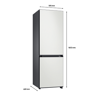 Bespoke Bottom Mount Refrigerator dimension Cotta White Metal top and Cotta White Metal bottom panels
