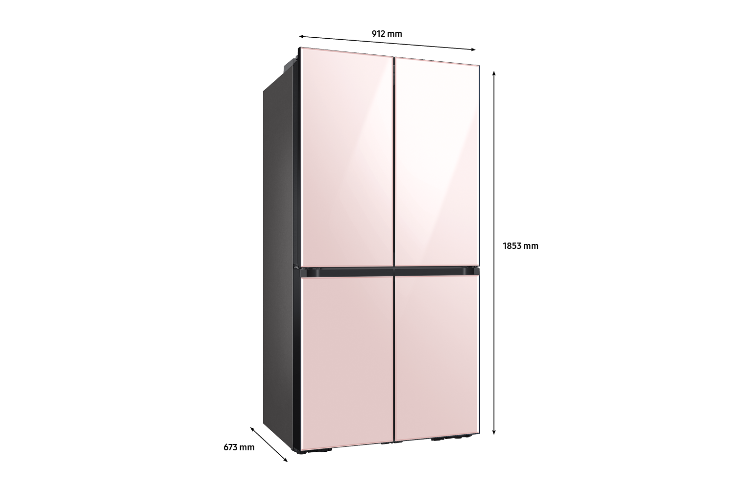 BESPOKE Fridge Glam Pink Dimensions