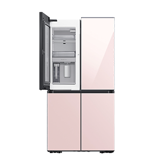 Bespoke Free Standing French Door Refrigerator Pink Open Door