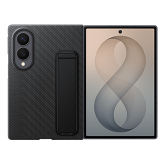 Galaxy Z Fold8 Carbon Standing Case Front2 Black 