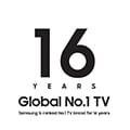 Samsung is ranked the Global No.1 TV brand for 16 years under the report “TV Sets Spotlight Service/TV Sets Market Tracker, Q4 2021”. Source - Omdia, Jan 2022. Results are not an endorsement of Samsung. Any reliance on these results is at the third party’s own risk.