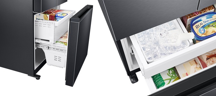 SRF5300SD French Door Refrigerator with easy access slide out drawer.