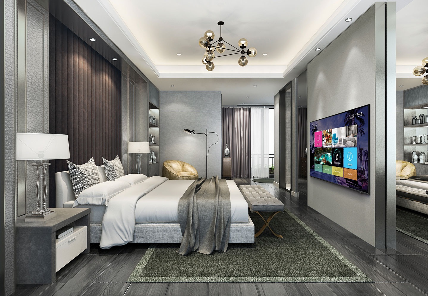 TV styled in a modern room setting