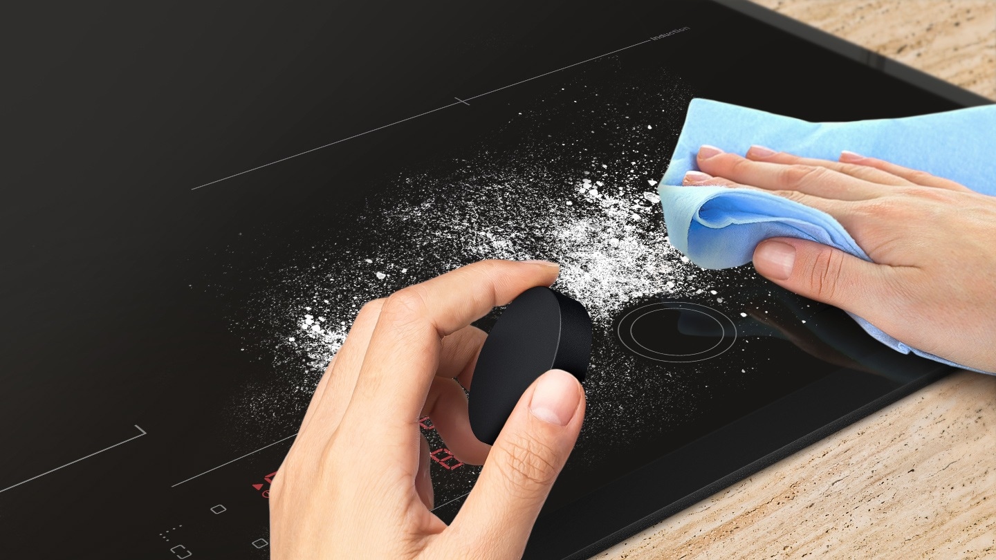 Magnetic knob is detachable. You can wipe the flour spilled on the induction with a dishcloth perfectly.