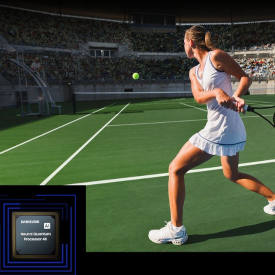 qn90c a women hitting a tennis ball 