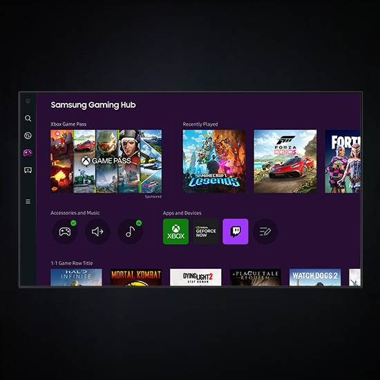qn90c showing xbox games dashboard