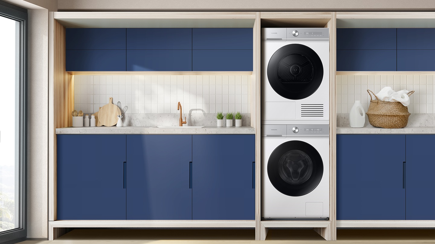 Bespoke washer and dryer fitted next to each other image image both are white models