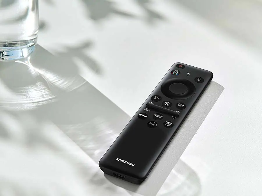 Image shows Samsung TV remote that can be used for multiple devices