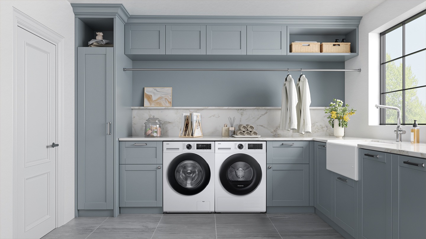 WW5000C is installed with dryer in the laundry room.