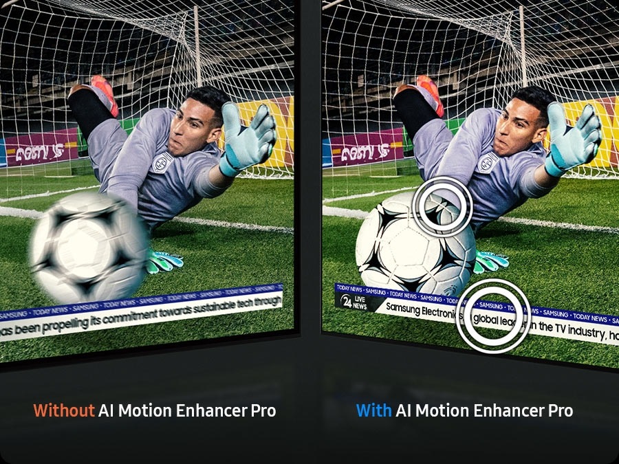 With Color Booster Pro OFF, the colors on screen looks dull. With Color Booster Pro ON, the same scene looks more vivid.