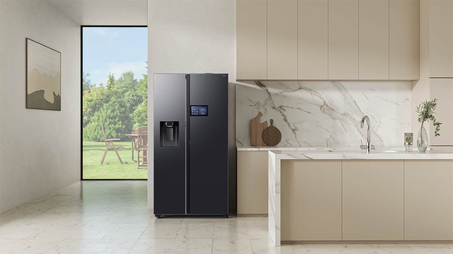 The refrigerator is installed in the modern Kitchen.