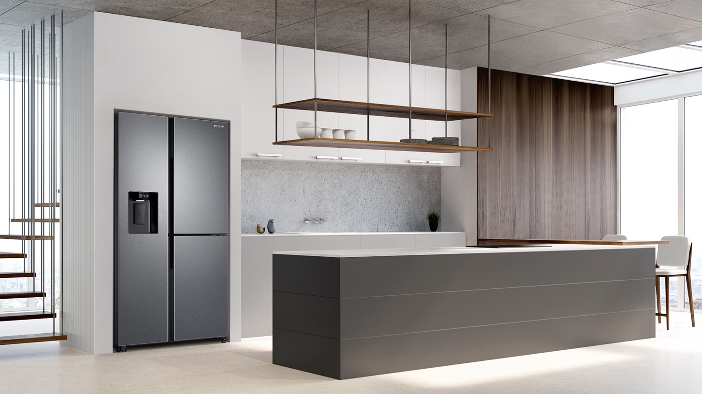 lifestyle image of Sleek & Seamless Design 621L Side-by-Side Refrigerator