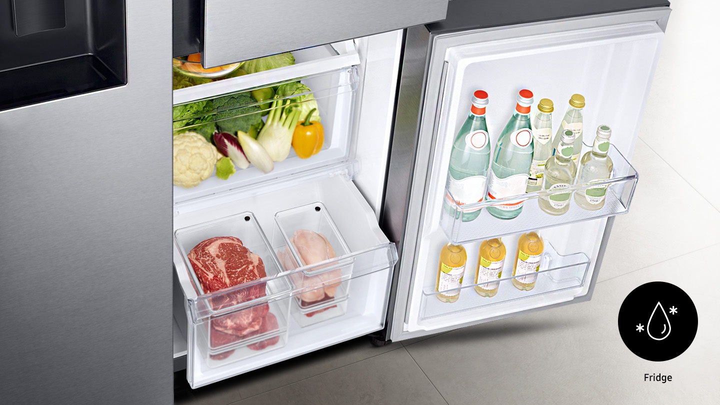 Image animation simulating Samsung side by side fridge with FlexZone™ feature