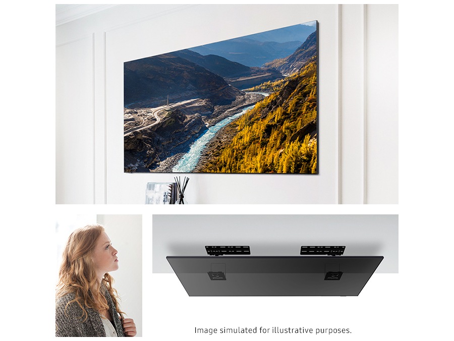 Slim Fit Wall-Mount for TV with a woman looking on