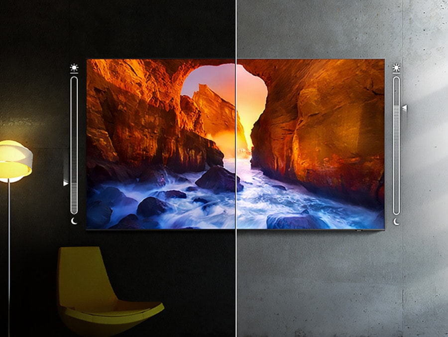 QN85c adaptive picture showing contrast, brightness adjust