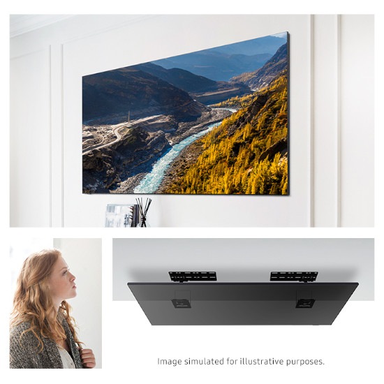 qn90c slim wall mount with lady watching