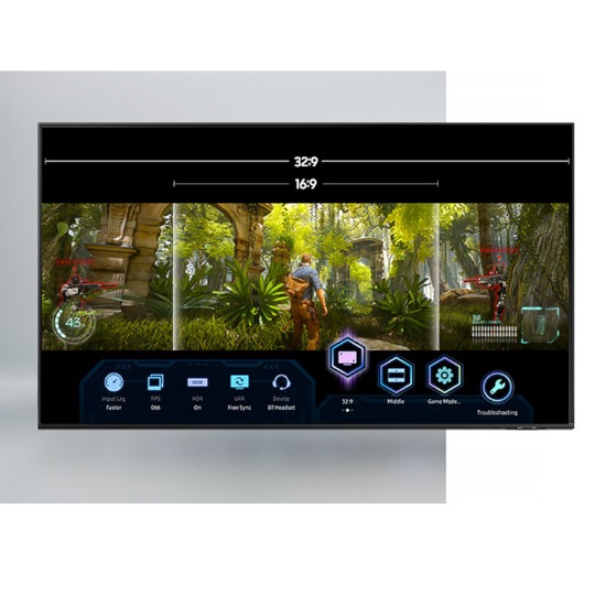 showing game bar on screen with video game character walking through a jungle