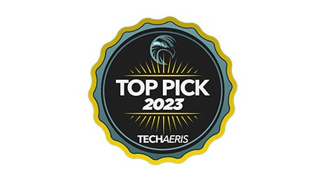 A képen a TECHAERIS „Top Pick 2023” látható.