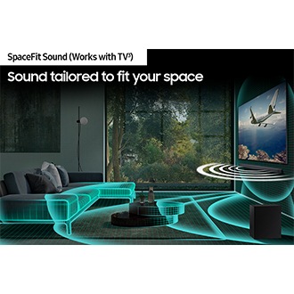 SpaceFit Sound analyses a living room, then optimises the TV and Soundbar sound settings.