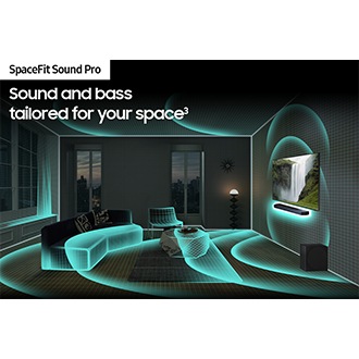 SpaceFit Sound Pro analyses a living room, then optimises the Soundbar sound settings.