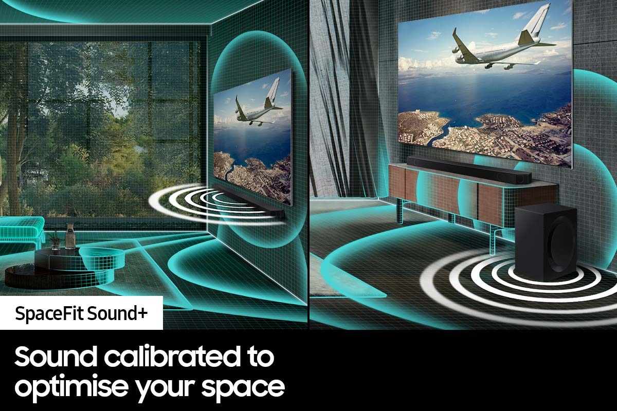 SpaceFit Sound and Auto EQ analyses living room interior data, and then optimise the TV and soundbar sound settings.