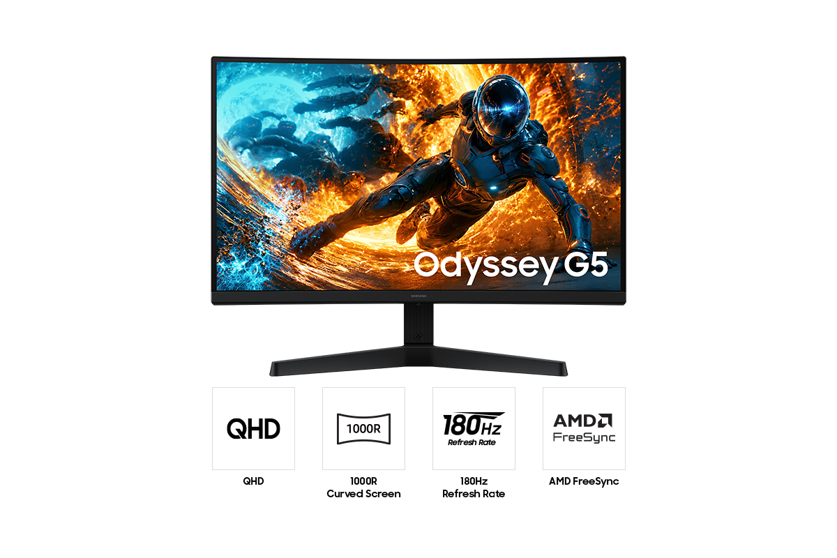 27" Odyssey G5 G55H QHD 180Hz Gaming Monitor Black