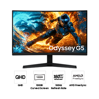 27" Odyssey G5 G55H QHD 180Hz Gaming Monitor Black