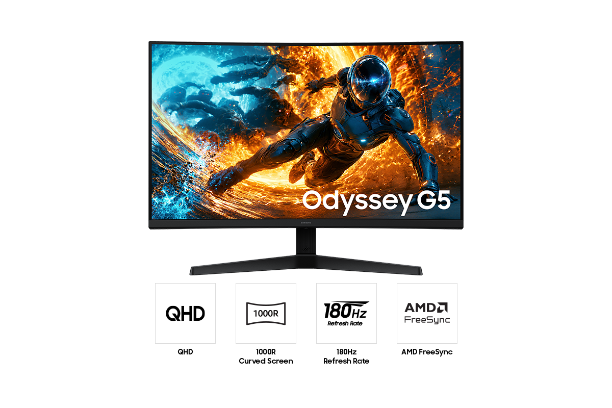 32" Odyssey G5 G55H QHD 180Hz Gaming Monitor Black