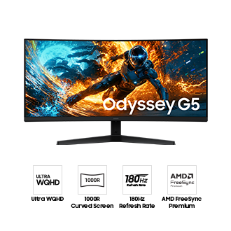 34" Odyssey G5 G55H Ultra WQHD 180Hz Gaming Monitor Black