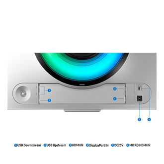 Samsung Odyssey OLED G9 has 6 ports, including USB, HDMI, Display port, and micro HDMI.