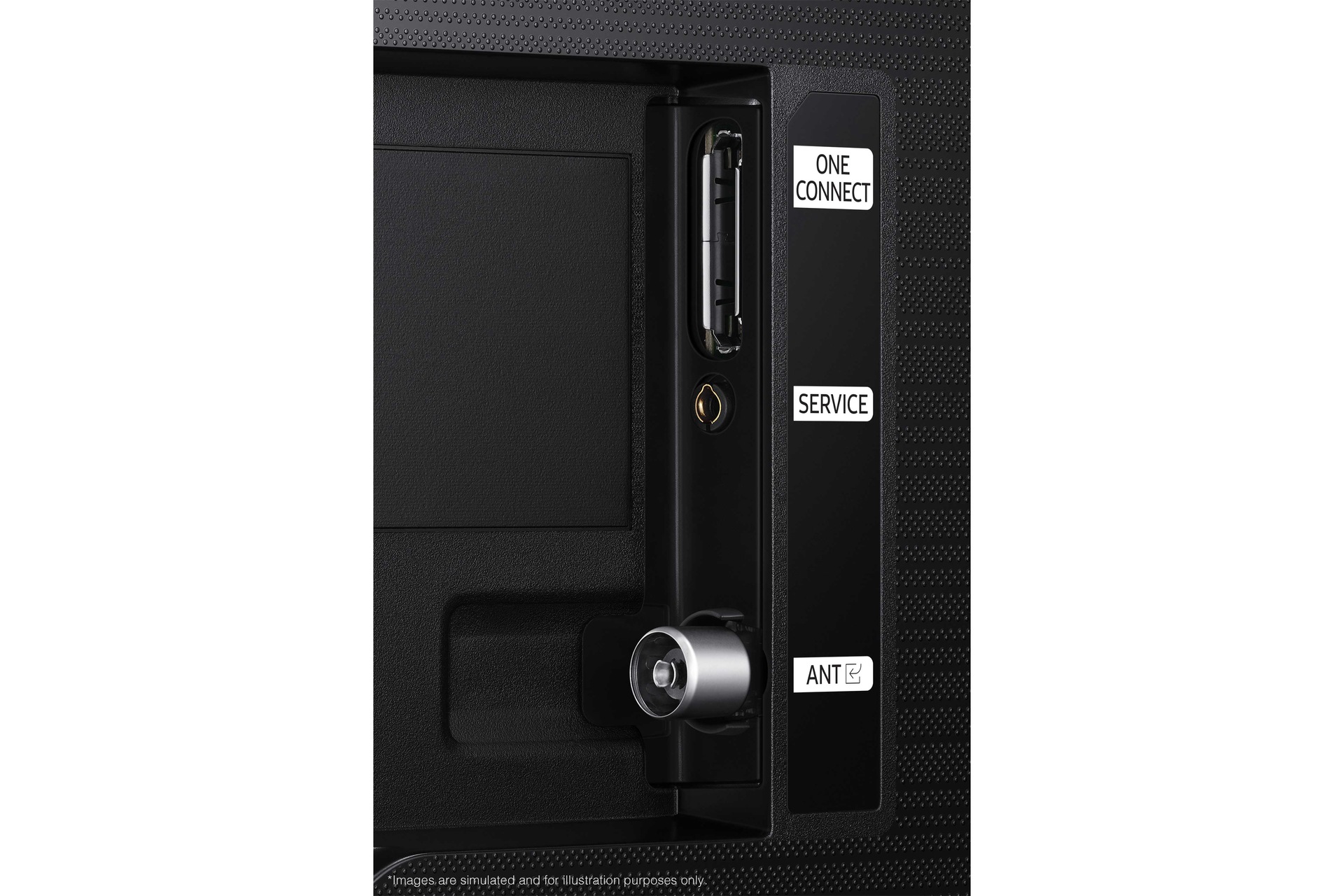 Samsung 2022 32 inch The Frame LS03B has USB, HDMI, One Connect ports and etc. on One Connect box. 32 inch The Frame has antenna and One Connect ports and etc. on the side.