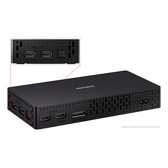 Samsung 2022 32 inch The Frame LS03B has USB, HDMI, One Connect ports and etc. on One Connect box. 32 inch The Frame has antenna and One Connect ports and etc. on the side.