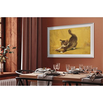  The Frame is in a dining room.